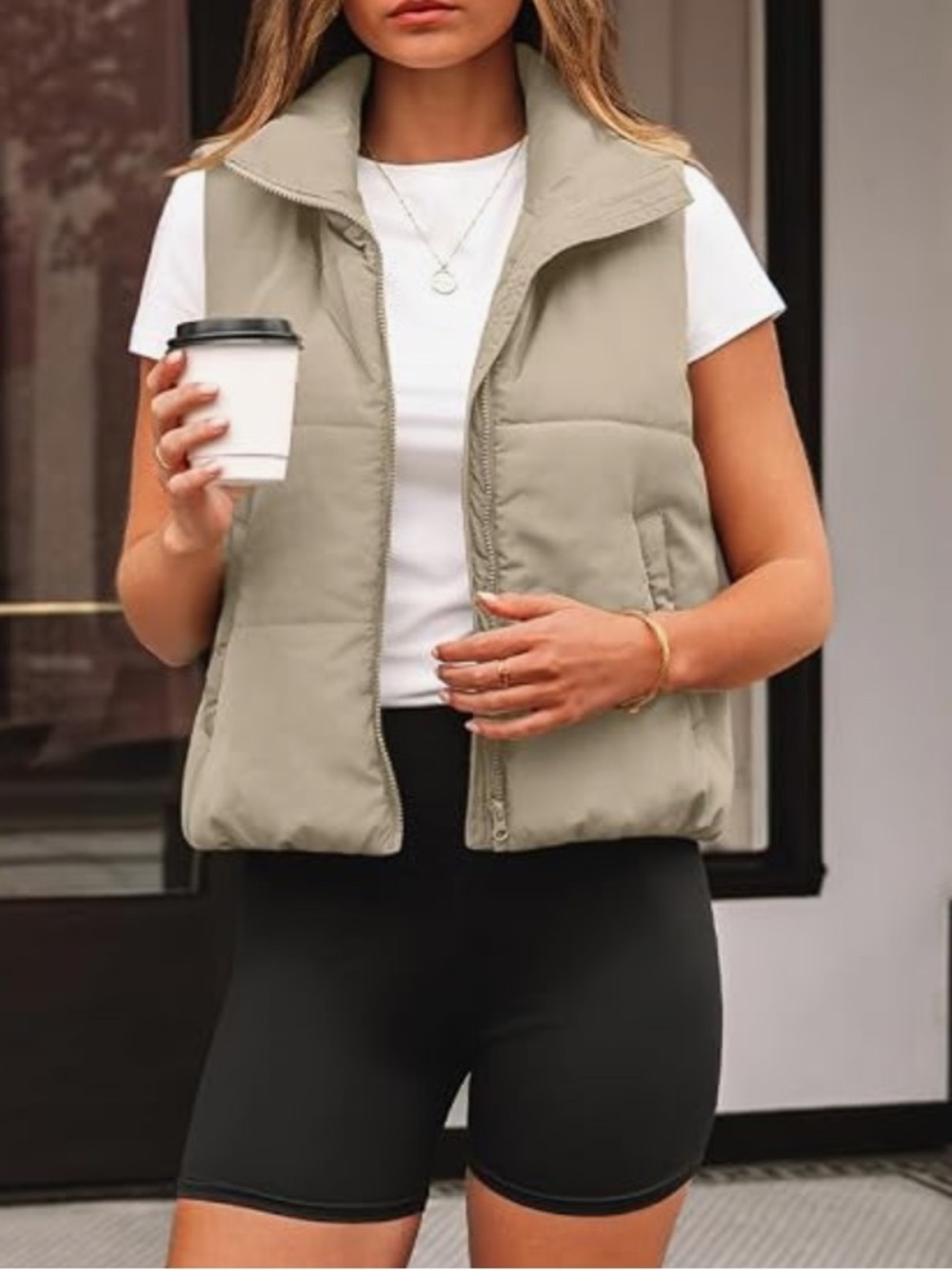 Womens Puffer Vest Cropped Lightweight Fall Winter Outerwear